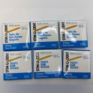 STIM-U-DENT Thin Plaque Removers Mint Flavored Dental Picks 40-Ct Each x 6 Boxes